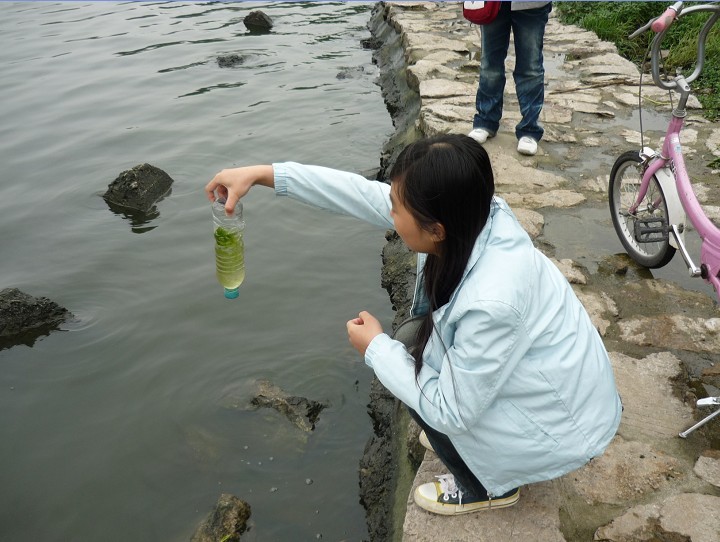 从南湖里拿出来的塑料瓶子，里面的水早已发黄发臭.jpg